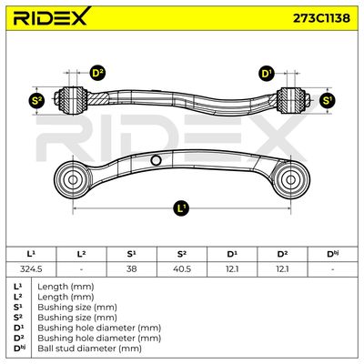 носач, окачване на колелата RIDEX 273C1138