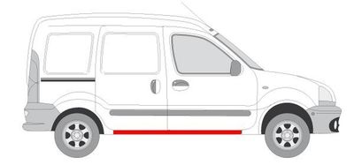 Dorpel aan autozijde Links/Rechts (reparatie, onderste deel, lengte 175cm) past: RENAULT KANGOO I 08.98-04.03