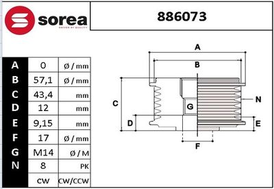 GENERATORFREILAUF EAI 886073