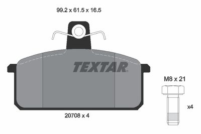 Комплект тормозных колодок, дисковый тормоз TEXTAR 2070803 для SAAB 600