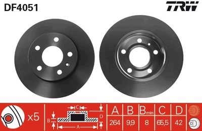 TRW DF4051 Тормозные диски  для CHEVROLET ASTRA (Шевроле Астра)