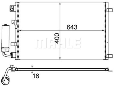 Конденсатор, кондиционер MAHLE AC 604 001S для NISSAN QASHQAI