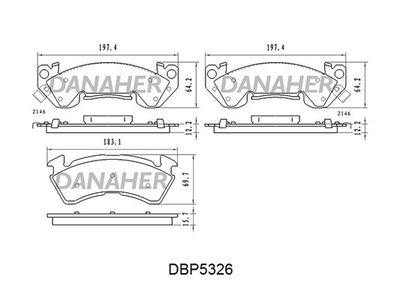 Комплект тормозных колодок, дисковый тормоз DANAHER DBP5326 для BUICK ELECTRA