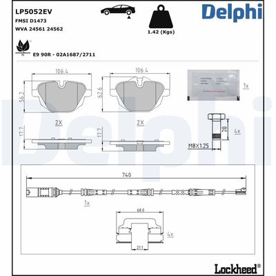 Комплект тормозных колодок, дисковый тормоз LP5052EV