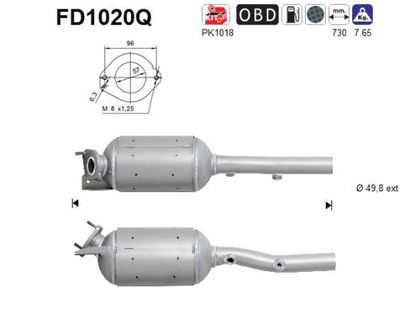 Filtr sadzy / filtr cząstek stałych, układ wydechowy AS FD1020Q