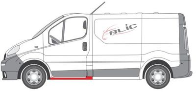 Dorpel aan autozijde Links (laag) past: NISSAN PRIMASTAR X83  OPEL VIVARO A  RENAULT TRAFIC II 03.01-01.16