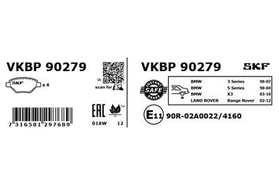 Комплект тормозных колодок, дисковый тормоз VKBP 90279