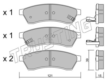 Комплект тормозных колодок, дисковый тормоз TRUSTING 526.1 для CHEVROLET (SGM) EPICA