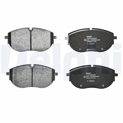 Remblokken set Voor (met een dempingskussen  met extra's), past: VW CALIFORNIA T6 CAMPER, MULTIVAN T6, TRANSPORTER T6, TRANSPORTER T6 / CARAVELLE T6 2.0/2.0D/Electric 04.15-08.24