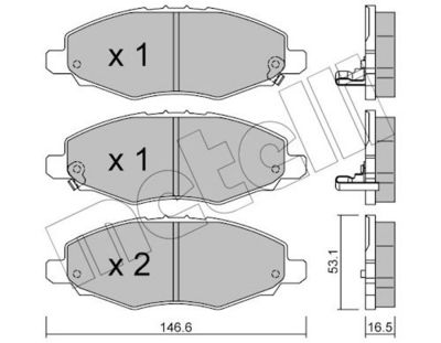 комплект спирачно феродо, дискови спирачки METELLI