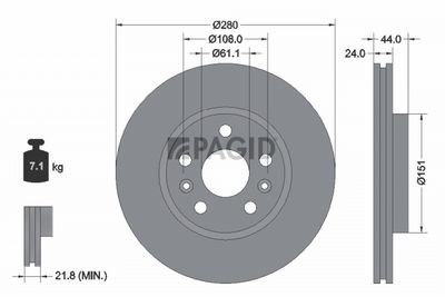 Tarcza hamulcowa PAGID 54968NC