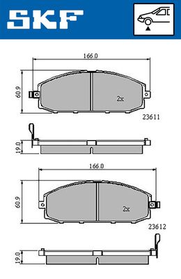 Комплект тормозных колодок, дисковый тормоз SKF VKBP 80509 A для NISSAN PATROL