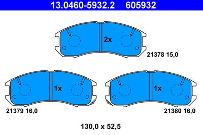 Комплект тормозных колодок, дисковый тормоз ATE 13.0460-5932.2 для FORD USA PROBE