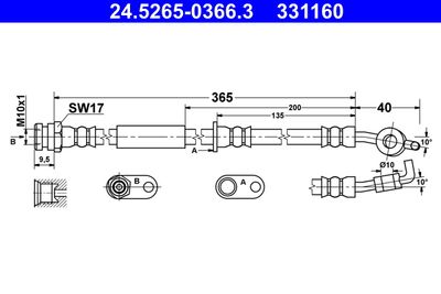 Тормозной шланг ATE 24.5265-0366.3 для MAZDA 2