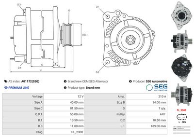 GENERATOR / ALTERNATOR AS-PL A01172SEG 4