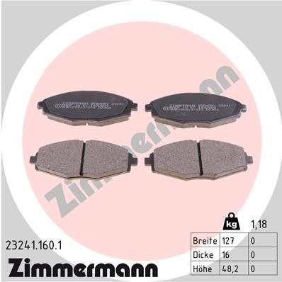 Комплект тормозных колодок, дисковый тормоз ZIMMERMANN 23241.160.1 для CHEVROLET SPARK