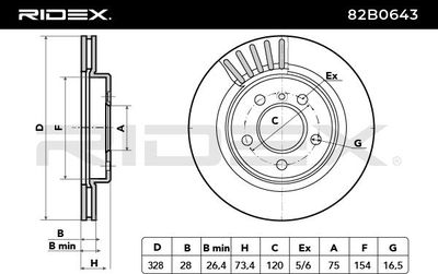 спирачен диск RIDEX 82B0643