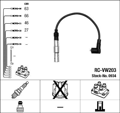 Комплект проводов зажигания NGK 0934 для SEAT LEON