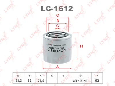 LC-1612 LYNXauto Масляный фильтр