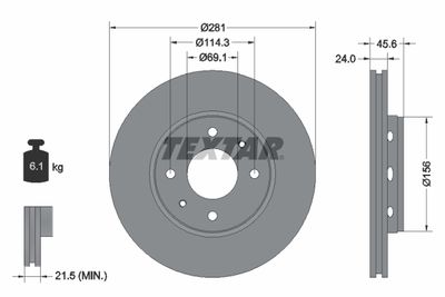 Тормозной диск TEXTAR 92100403 для MITSUBISHI CARISMA