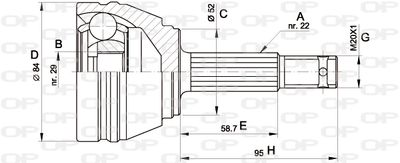 Шарнирный комплект, приводной вал OPEN PARTS CVJ5231.10 для DAEWOO LEMANS