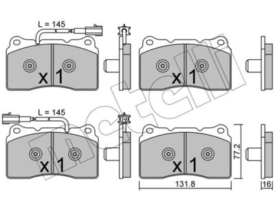 METELLI 22-0288-6 Тормозные колодки и сигнализаторы  для ALFA ROMEO GIULIETTA (940_) 1.4 BiFuel (940FXA1A, 940FXT1A)