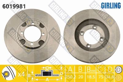 GIRLING 6019981 Тормозные диски  для MAZDA 626 II Hatchback (GC) 2.0