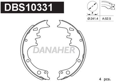 DANAHER DBS10331 Ремкомплект барабанных колодок  для BMW 5 (Бмв 5)