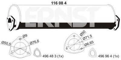 Глушитель выхлопных газов конечный ERNST 116084 для VW TRANSPORTER