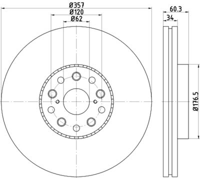 Тормозной диск HELLA 8DD 355 116-911 для LEXUS LS