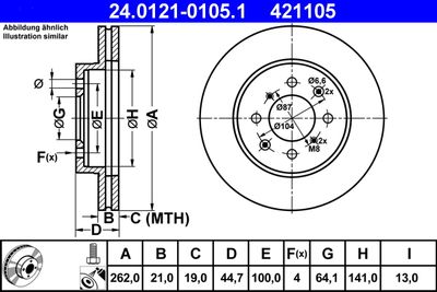 Тормозной диск ATE 24.0121-0105.1 для HONDA INSIGHT