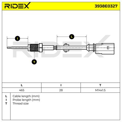 датчик, температура на изгорелите газове RIDEX 3938E0327