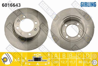 GIRLING 6016643 Тормозные диски  для SAAB 900 I Combi Coupe 2.0 i