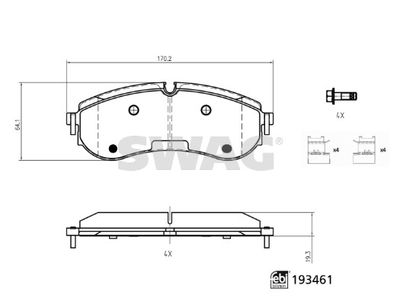 Zestaw klocków hamulcowych, hamulce tarczowe SWAG 33111253