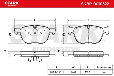 комплект спирачно феродо, дискови спирачки STARK SKBP-0010322