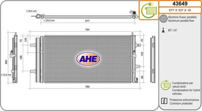 Конденсатор, кондиционер AHE 43649 для AUDI Q5