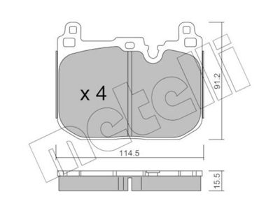 комплект спирачно феродо, дискови спирачки METELLI 22-1015-4
