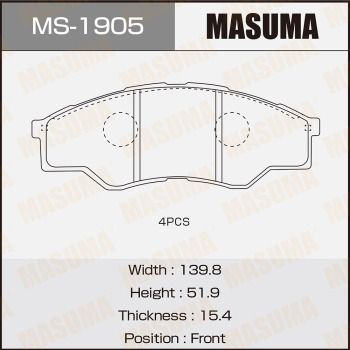 Комплект тормозных колодок MASUMA MS-1905 для TOYOTA HILUX