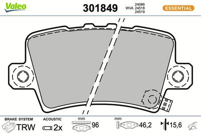 комплект спирачно феродо, дискови спирачки VALEO