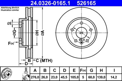 Тормозной диск ATE 24.0326-0165.1 для CHEVROLET CRUZE
