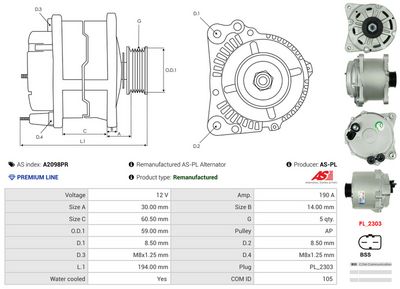 GENERATOR / ALTERNATOR AS-PL A2098PR 4
