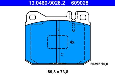 Комплект тормозных колодок, дисковый тормоз ATE 13.0460-9028.2 для MERCEDES-BENZ 123