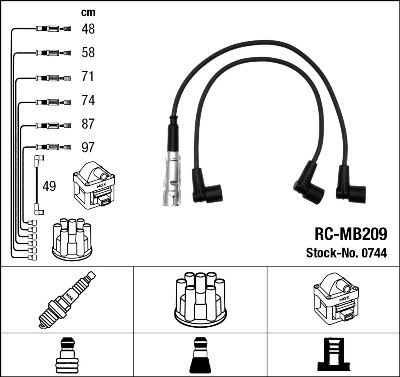 Комплект проводов зажигания NGK 0744 для MERCEDES-BENZ S-CLASS