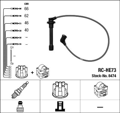 Комплект проводов зажигания NGK 8474 для HONDA ACCORD