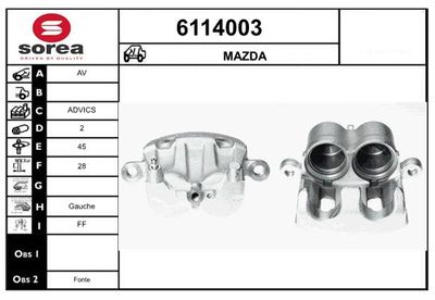 STARTCAR 6114003 Тормозной суппорт для MAZDA CX-7 (ER) 2.3 AWD STARTCAR 6114003 Тормозной суппорт для MAZDA CX-7 (ER) 2.3 AWD