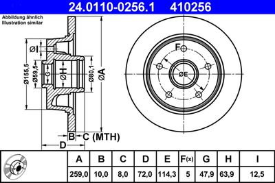 Тормозной диск ATE 24.0110-0256.1 для MAZDA 626