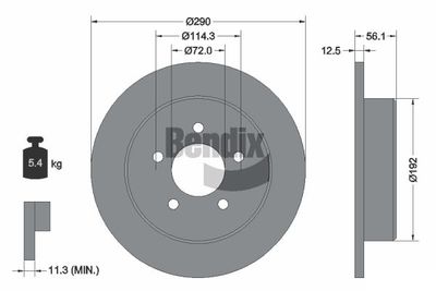 BENDIX Braking BDS1884 Тормозные диски  для DODGE CARAVAN (RG_) 3.8 AWD