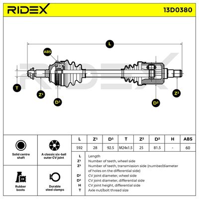 полуоска RIDEX