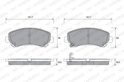 WEEN 151-2576 Тормозные колодки и сигнализаторы  для NISSAN QASHQAI / QASHQAI +2 I (J10, NJ10, JJ10E) 1.5 dCi