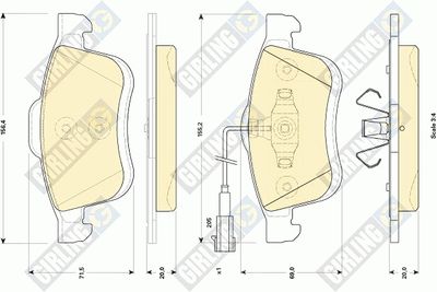 Комплект тормозных колодок, дисковый тормоз GIRLING 6118654 для FIAT DOBLO